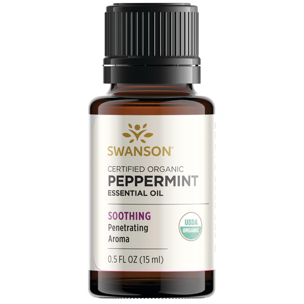 Swanson Aromatherapy Certified Organic Peppermint 0.5 fl oz Liquid Essential Oils