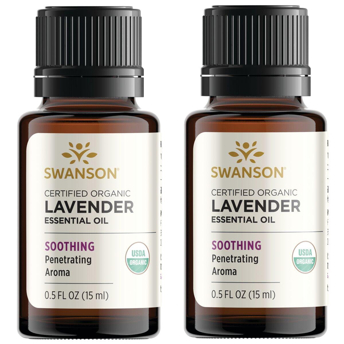 Swanson Aromatherapy Certified Organic Lavender - 2 Pack 0.5 fl oz Per Bottle Essential Oils