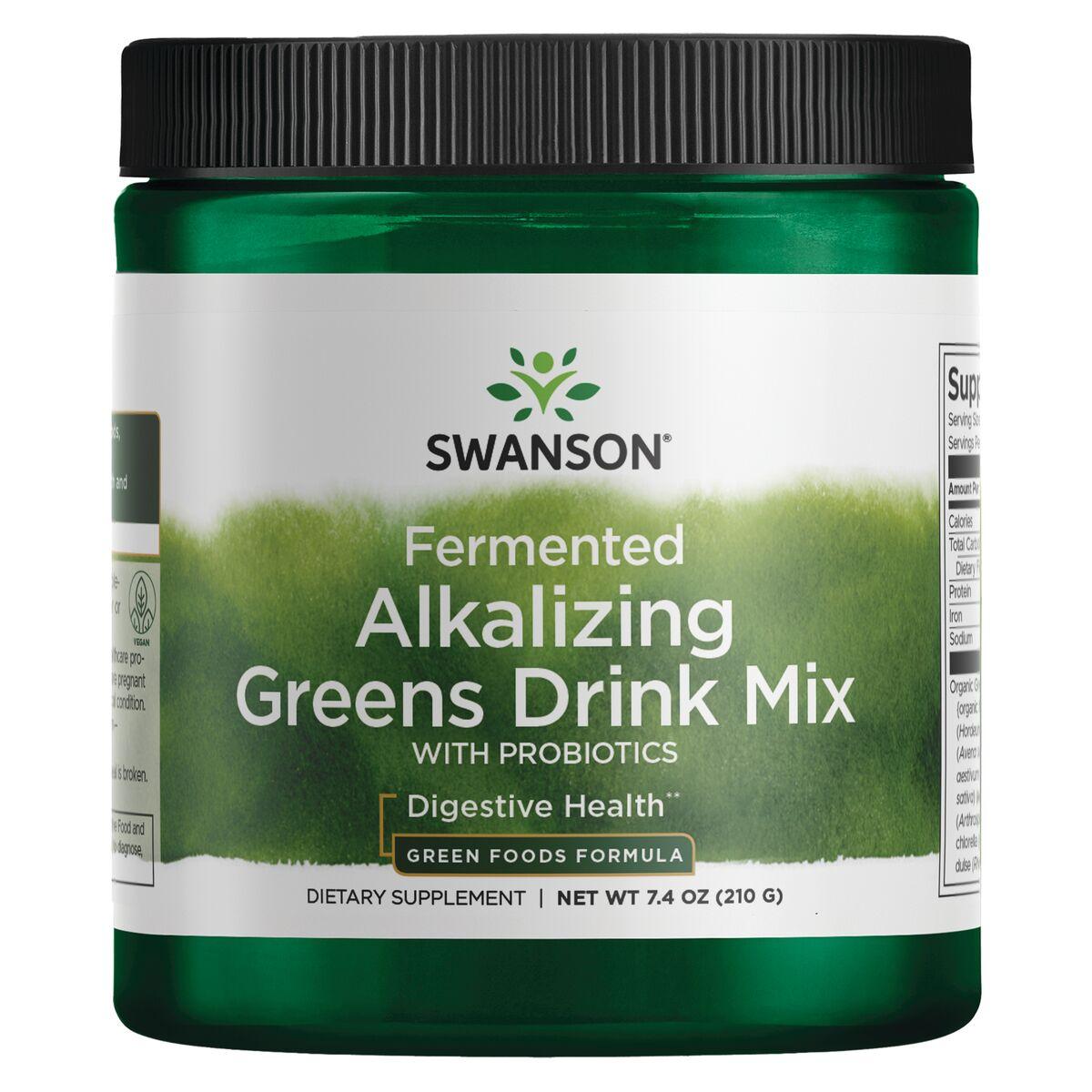 Swanson pH Balance Fermented Alkalizing Greens Drink Mix with Probiotics Supplement Vitamin | 7.4 oz Powder