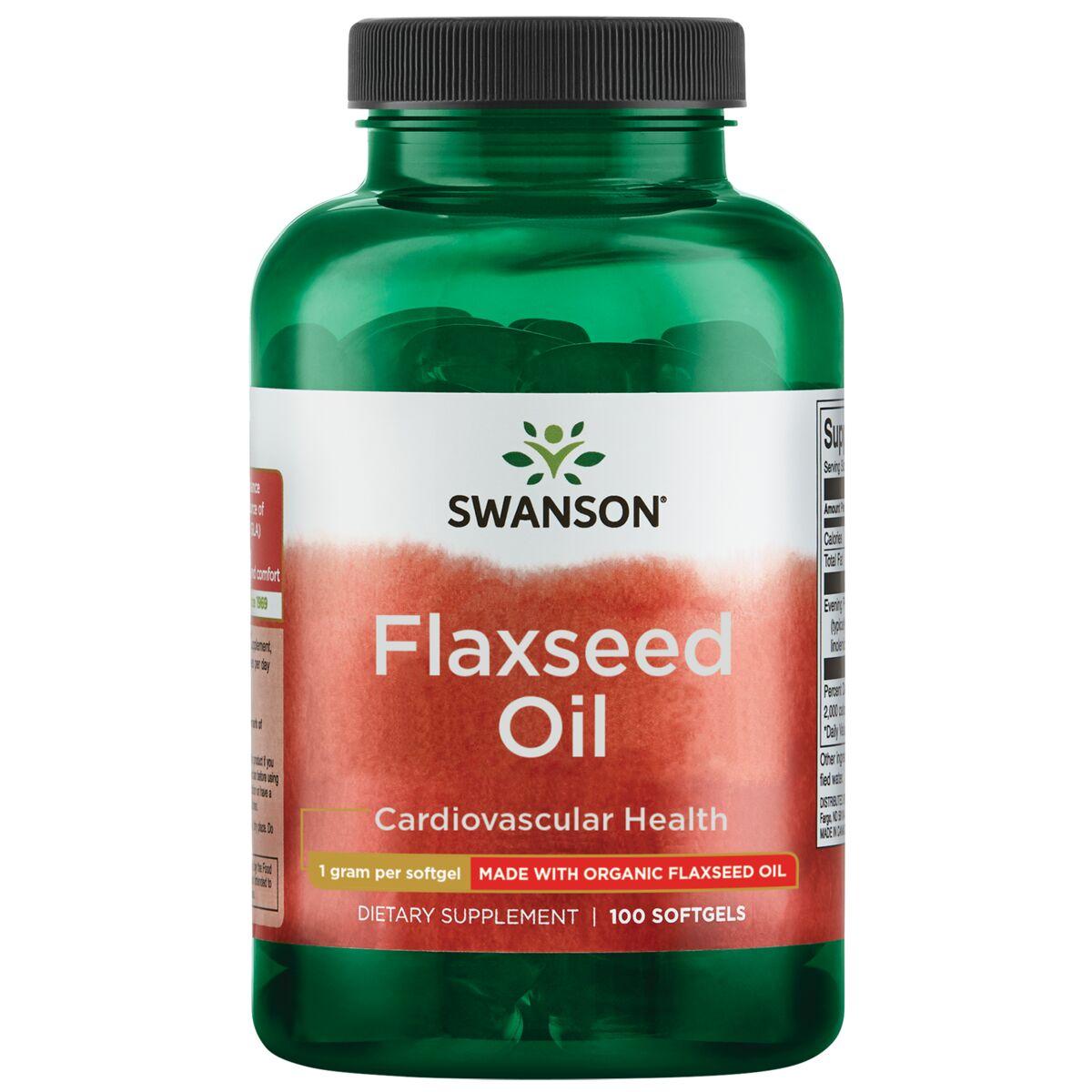 Swanson EFAs Flaxseed Oil Made with Organic Supplement Vitamin | 1 G | 100 Soft Gels