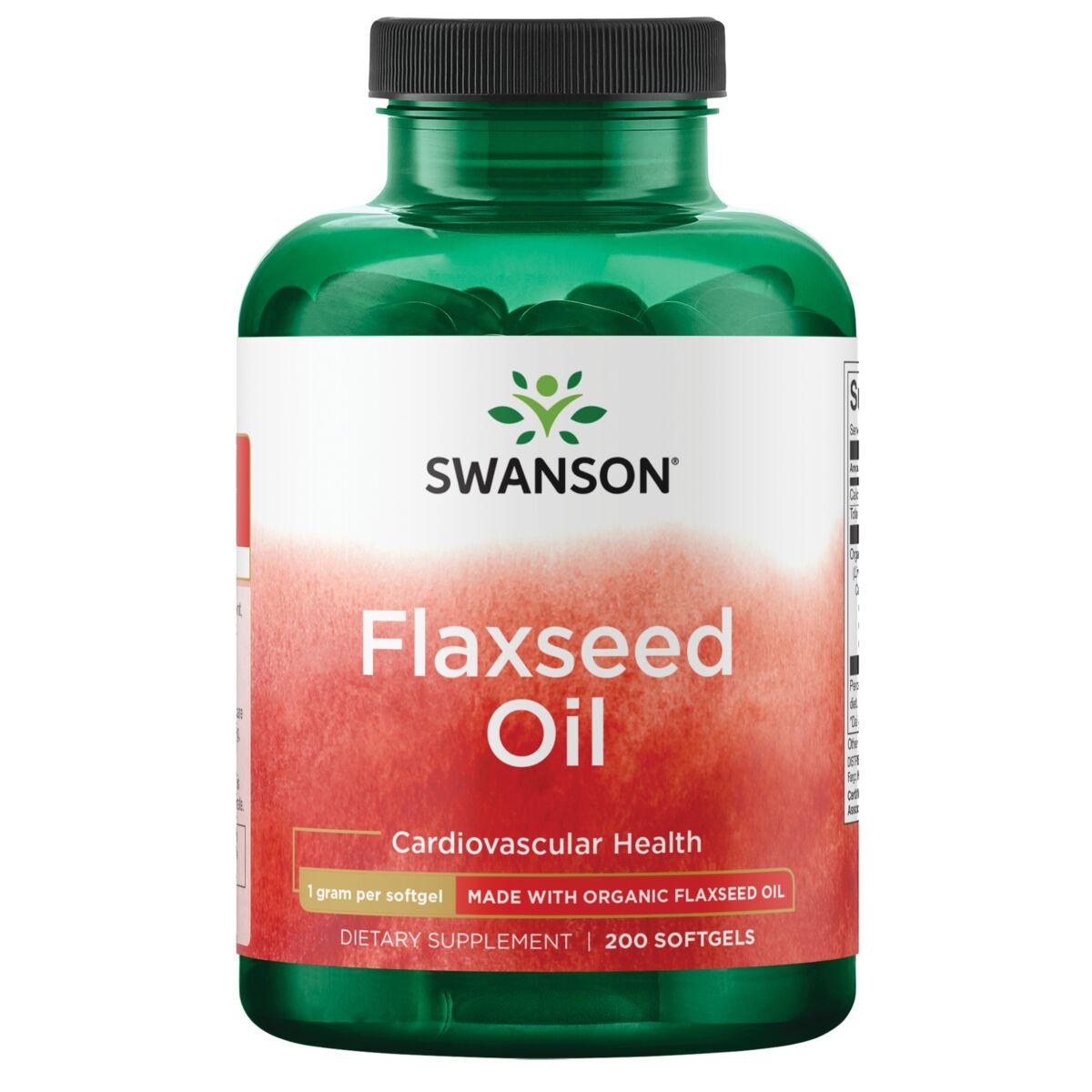 Swanson EFAs Flaxseed Oil Made with Organic Supplement Vitamin | 1 G | 200 Soft Gels
