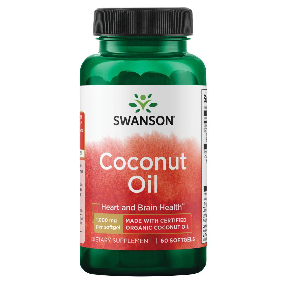 Swanson EFAs Coconut Oil Made with Certified Organic Supplement Vitamin | 1000 mg | 60 Soft Gels