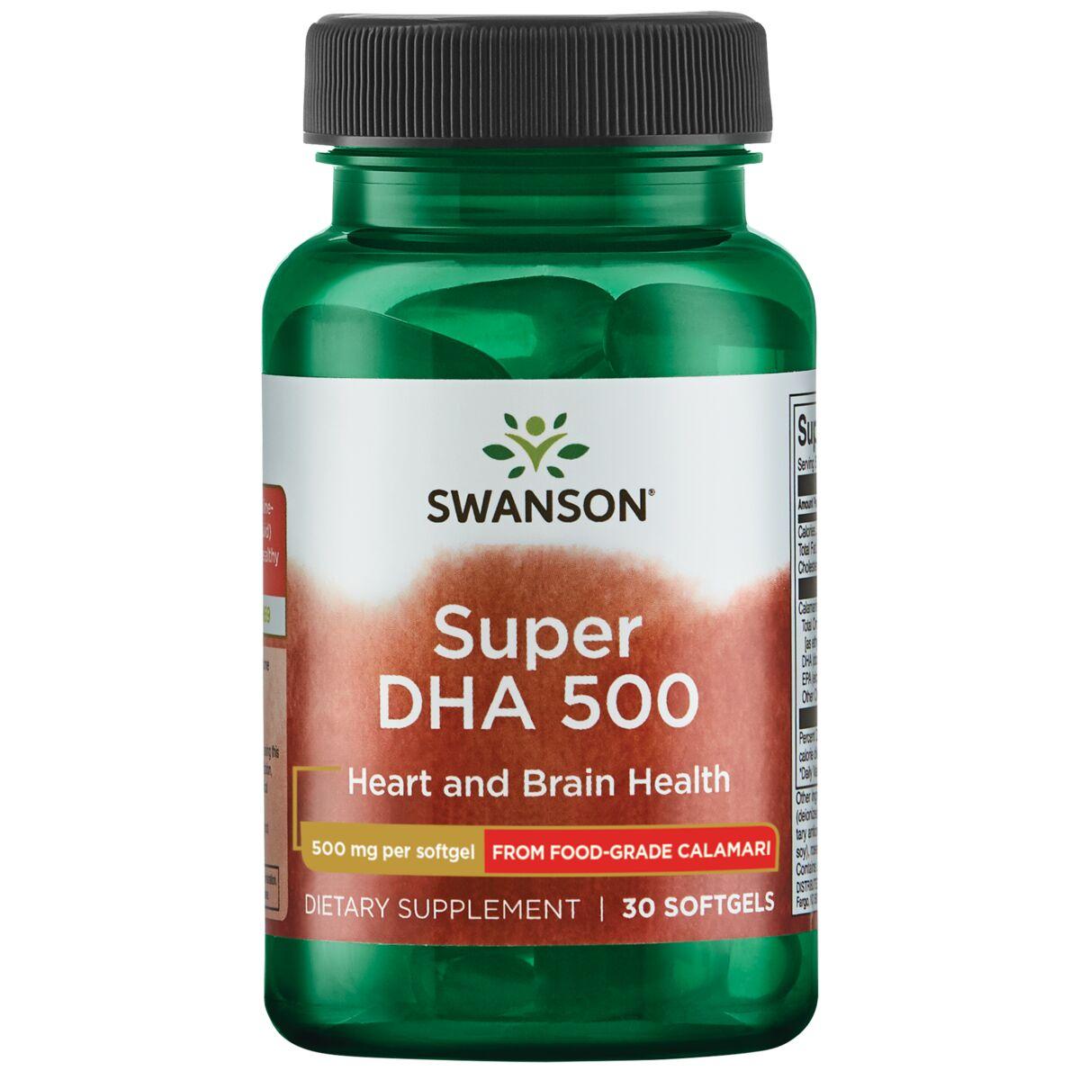 Swanson EFAs Super Dha 500 from Food-Grade Calamari Supplement Vitamin | 500 mg | 30 Soft Gels