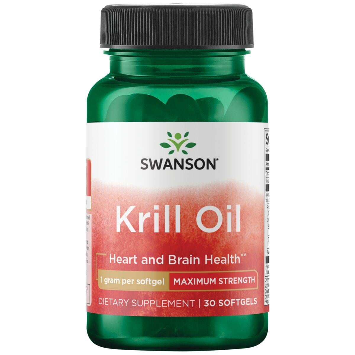 Swanson EFAs Krill Oil - Maximum Strength Supplement Vitamin 1 G 30 Soft Gels