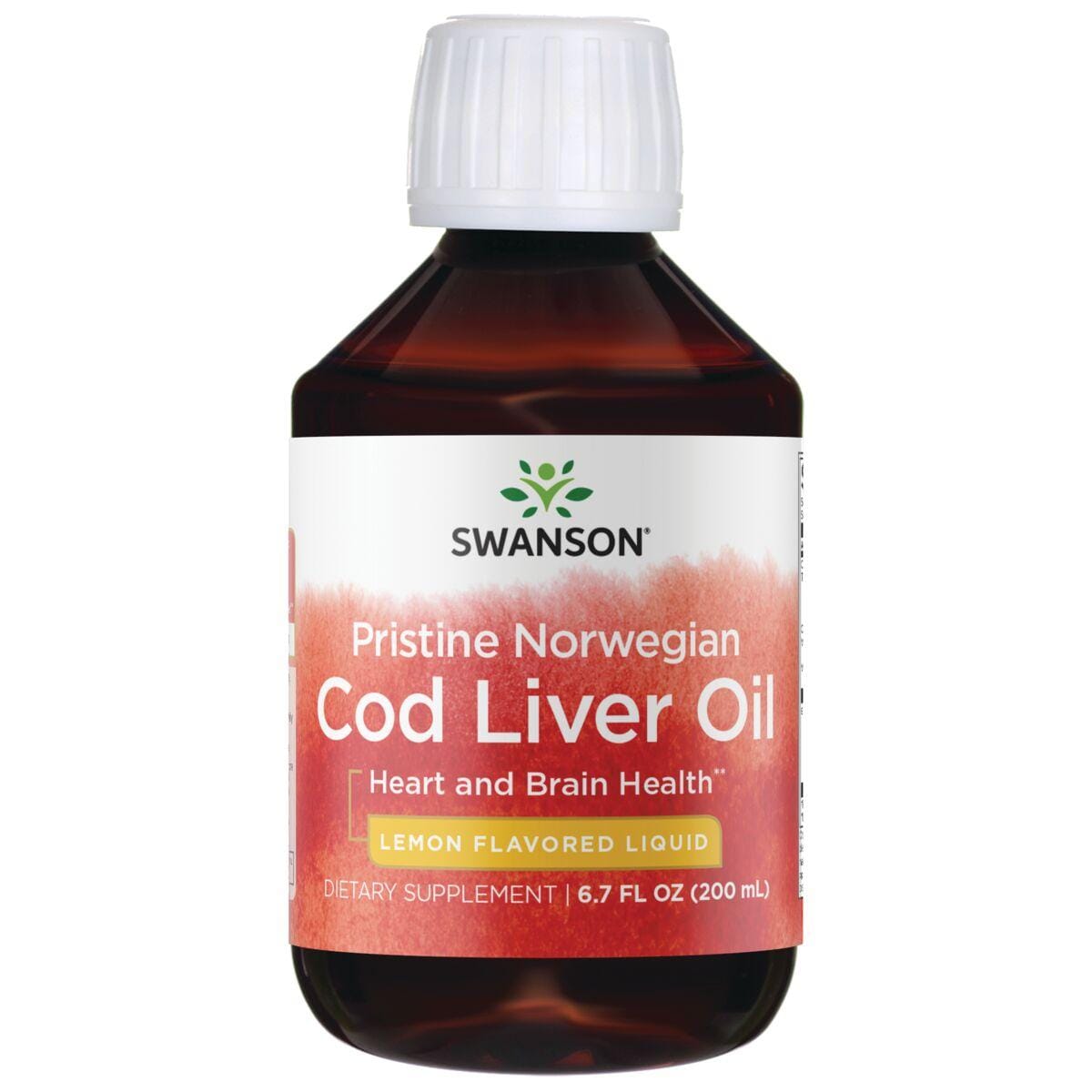Swanson EFAs Pristine Norwegian Cod Liver Oil - Lemon Flavoredliquid Supplement Vitamin | 6.7 fl oz Liquid