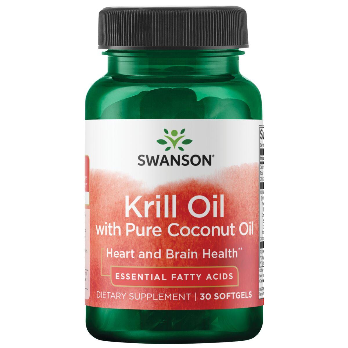 Swanson EFAs Krill Oil with Pure Coconut Supplement Vitamin | 30 Soft Gels