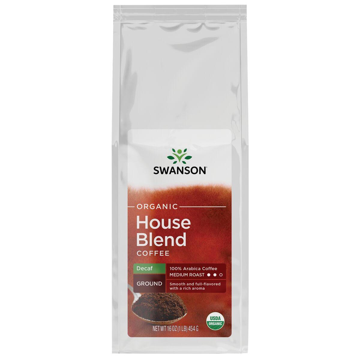 Swanson Organic House Blend Decaf Ground Coffee - Medium Roast | 16 oz Package