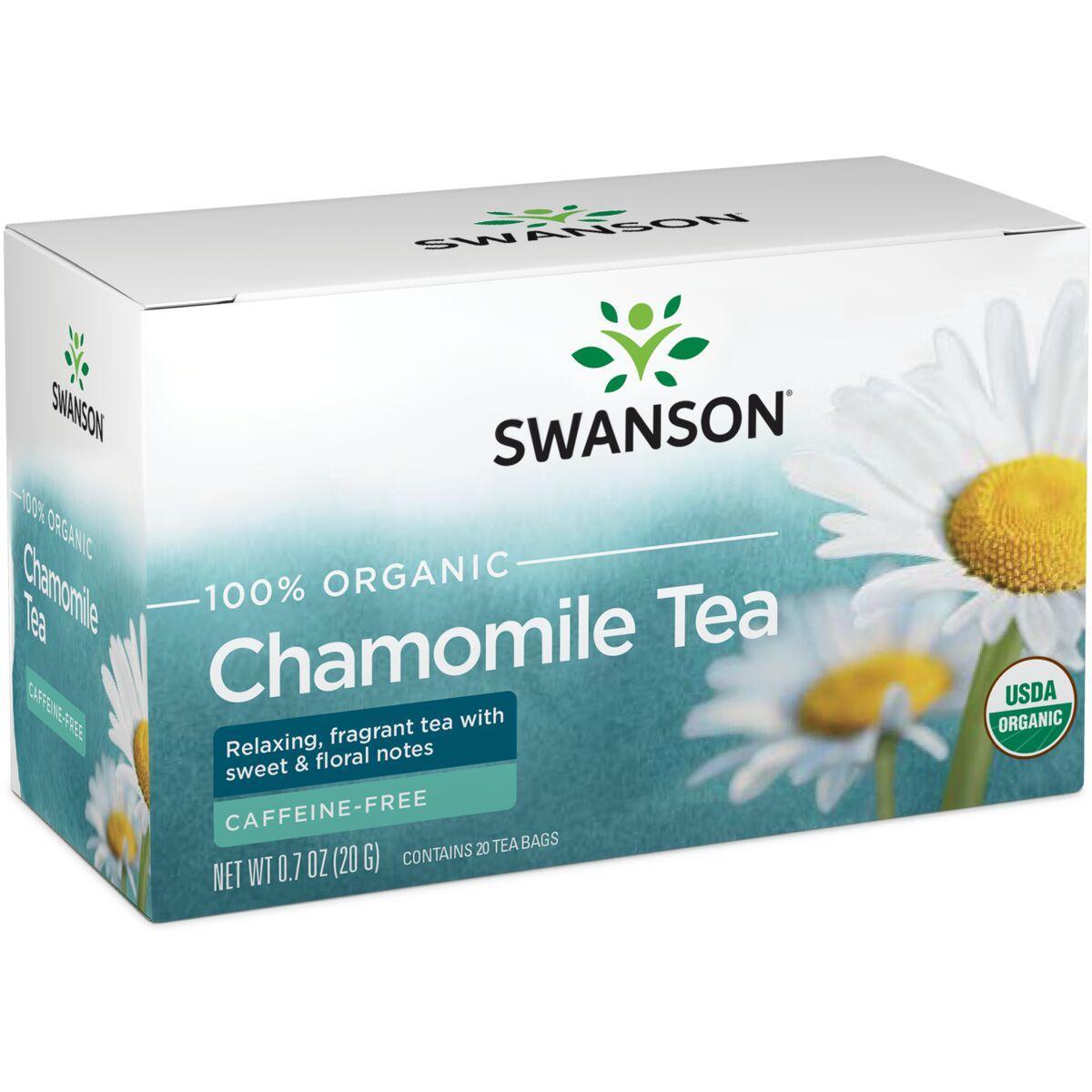 Swanson Organic 100% Chamomile Tea - Caffeine Free | 20 Bags