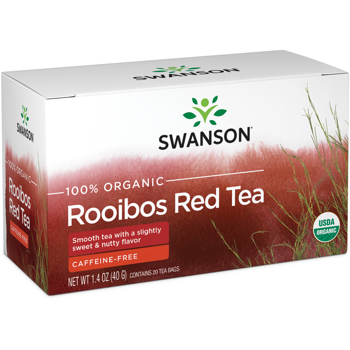 Swanson 100% органический красный чай ройбуш 20 пакетиков