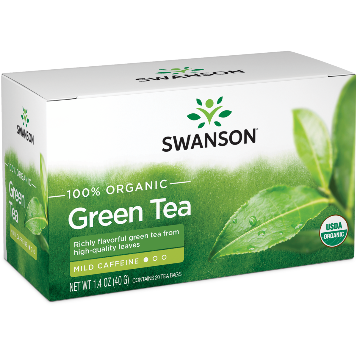 Swanson 100% органический зеленый чай 20 пакетиков