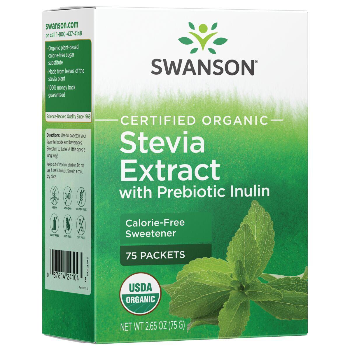 Swanson Organic Certified Stevia Extract with Prebiotic Inulin | 75 Packets