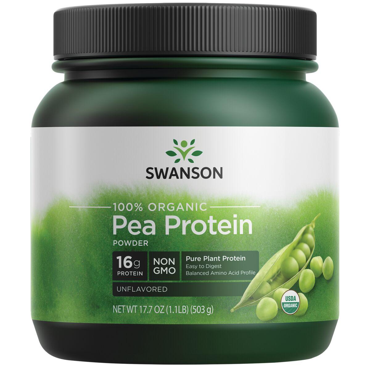 Swanson Organic 100% Pea Protein Powder - Non-Gmo Unflavored | 1.1 lb Powder