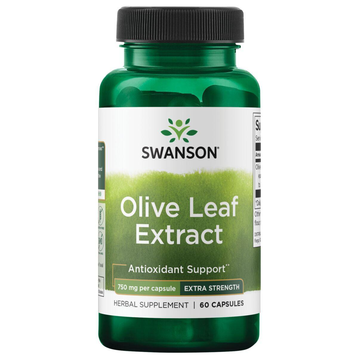 Swanson Vitamins Olive Leaf Extract - Extra Strength Vitamin | 750 mg | 60 Caps