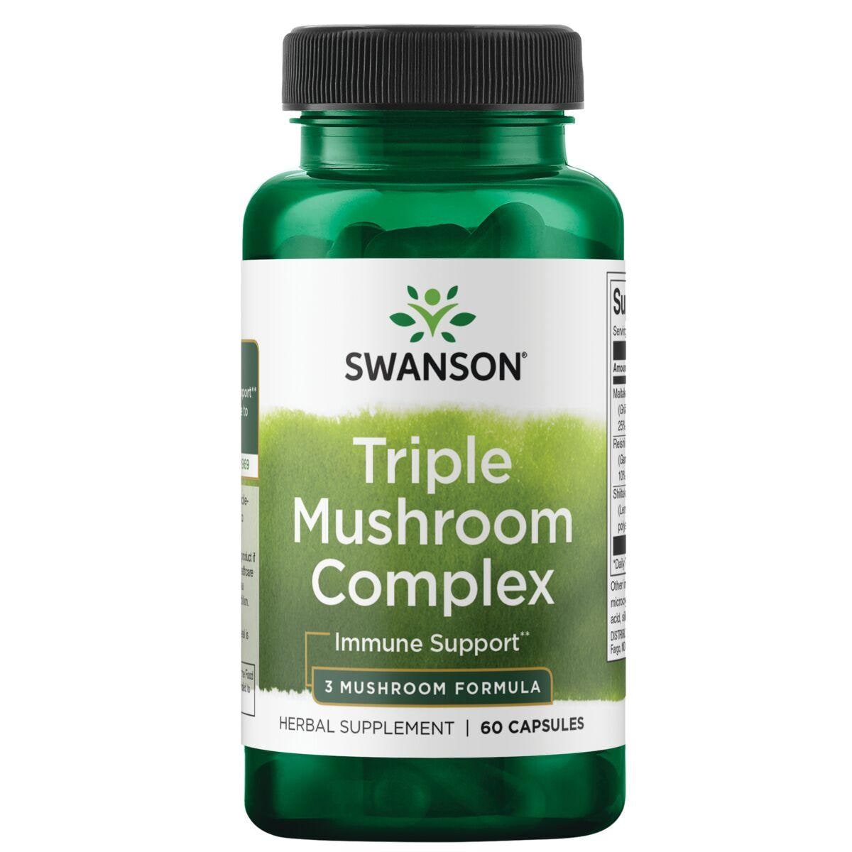 Swanson Superior Herbs Triple Mushroom Complex - 3 Formula Vitamin | 60 Caps | Herbs and Supplements