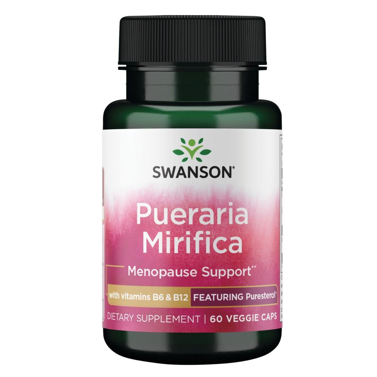Swanson Superior Herbs Pueraria Mirifica with B6 & B12 - Featuring Puresterol Vitamin | 60 Veg Caps | Womens Health