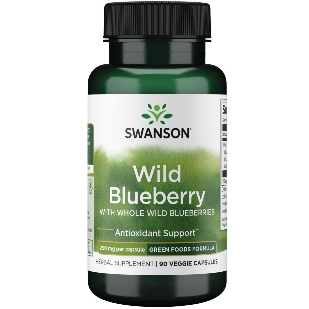 Swanson GreenFoods Formulas Wild Blueberry with Whole Blueberries Vitamin | 250 mg | 90 Veg Caps