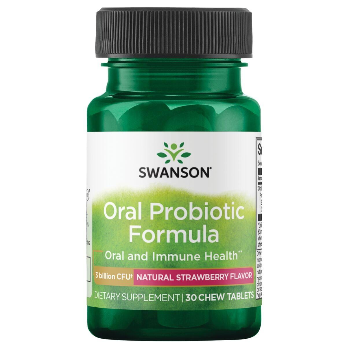 Swanson Ultra Oral Probiotic Formula - Natural Strawberry Flavor Supplement Vitamin | 3 Billion CFU | 30 Chewables