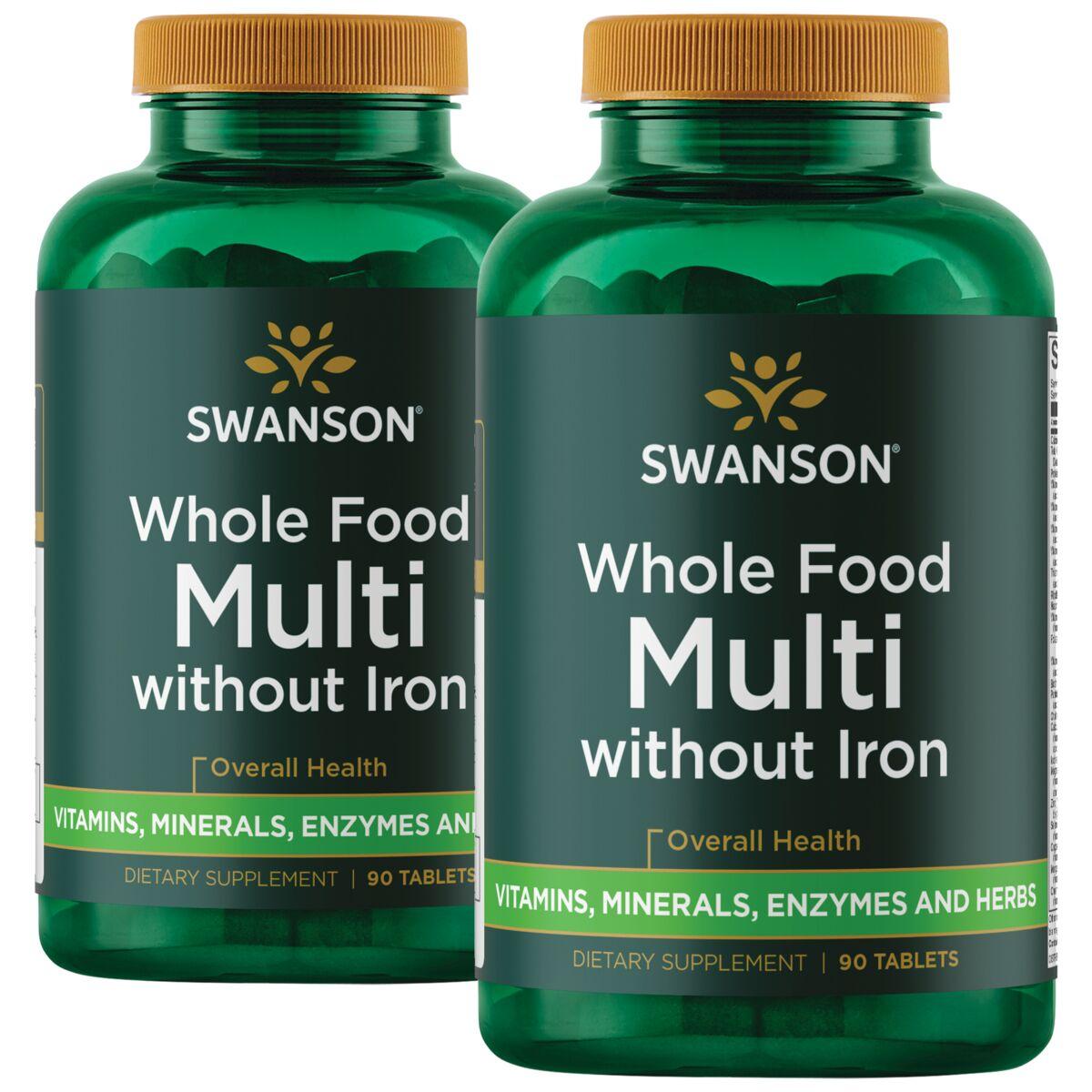 Swanson Ultra Whole Food Multi Enhanced Absorption - Without Iron 2 Pack Vitamin 90 Tabs Per Bottle