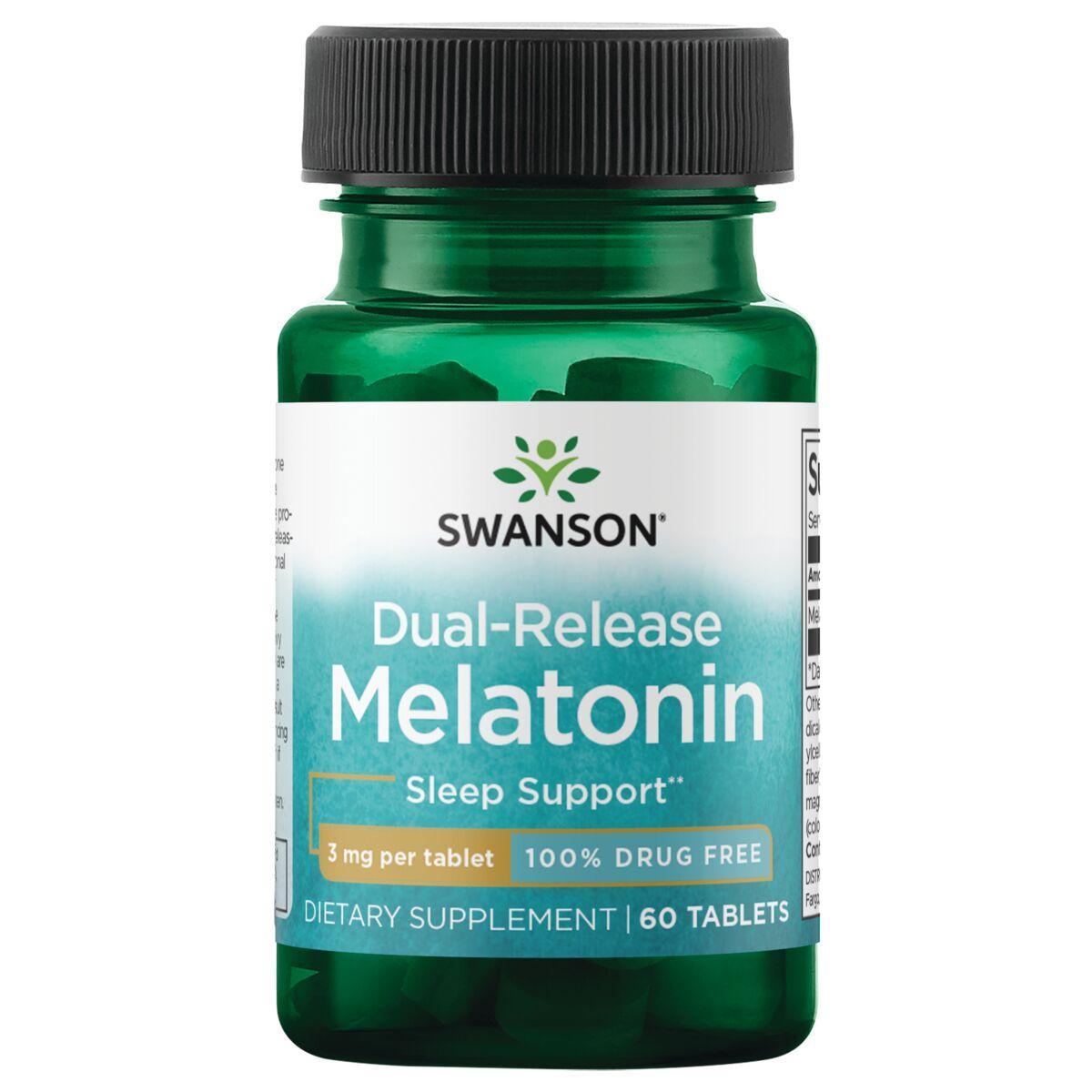 Swanson Vitamins Dual-Release Melatonin Supplement Vitamin | 3 mg | 60 Tabs