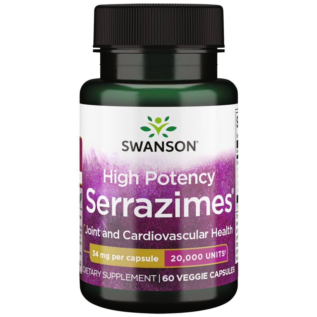Swanson Ultra High-Potency Serrazimes 20,000 Units Supplement Vitamin | 34 mg | 60 Veg Caps