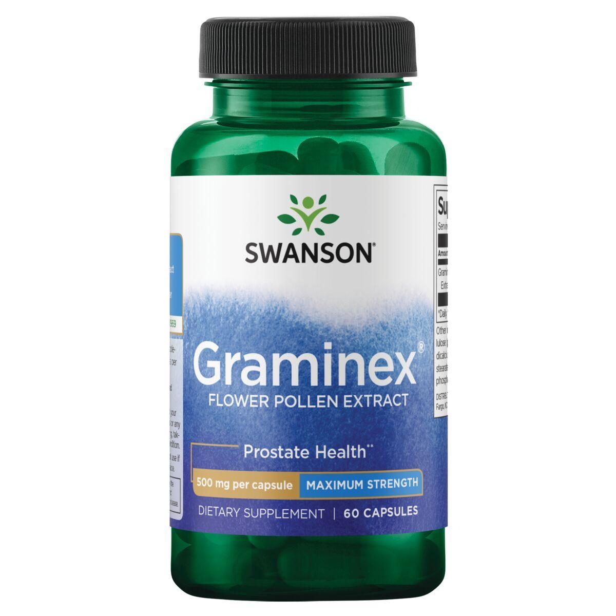 Swanson Vitamins Graminex Flower Pollen Extract - Maximum Strength Vitamin | 500 mg | 60 Caps | Prostate Health