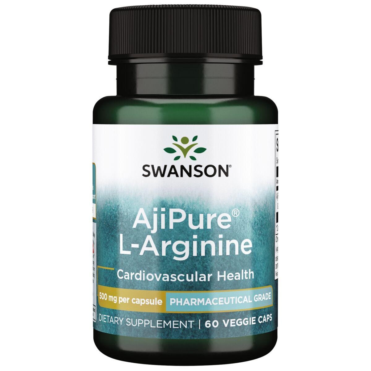 Swanson Ultra Ajipure L-Arginine - Pharmaceutical Grade Supplement Vitamin | 500 mg | 60 Veg Caps