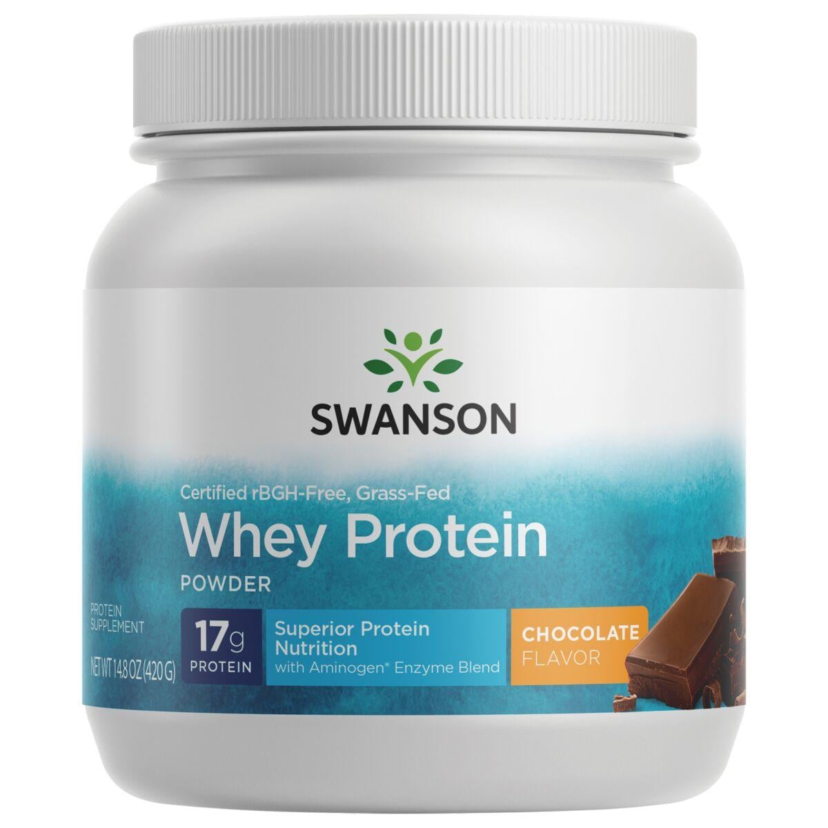 Swanson Ultra Certified rbgh-Free Grass-Fed Whey Protein Powder- Chocolate | 14.8 oz Powder