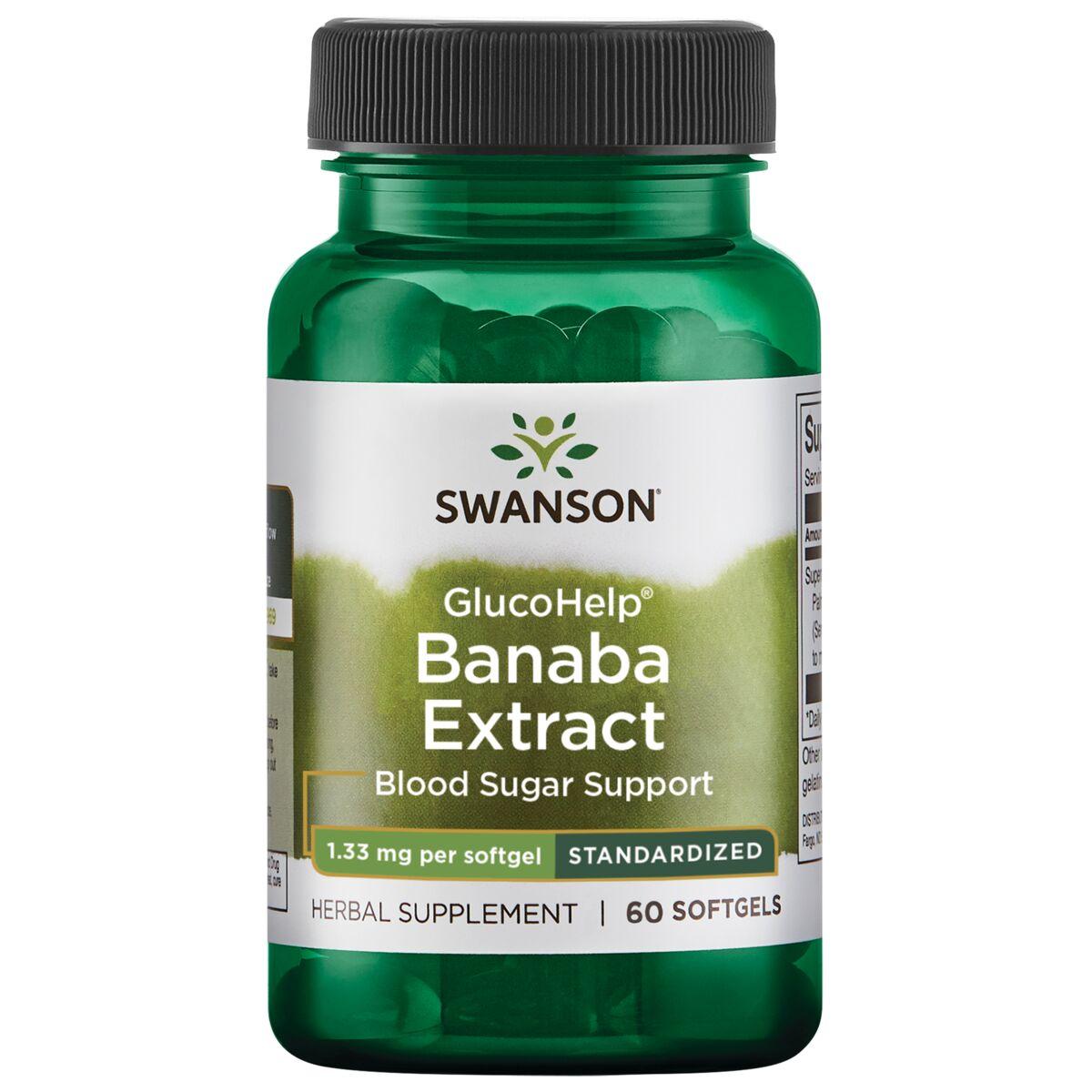 Swanson Ultra Glucohelp Banaba Extract - Standardized Vitamin | 1.33 mg | 60 Soft Gels