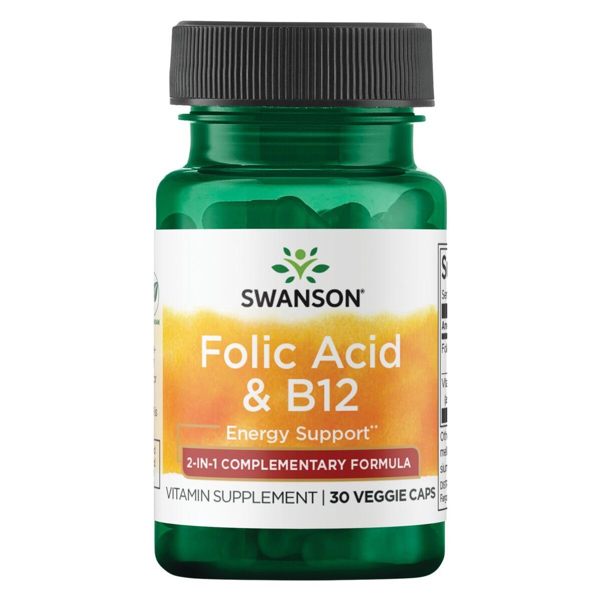 Swanson Ultra Folic Acid & B12 Vitamin | 30 Veg Caps