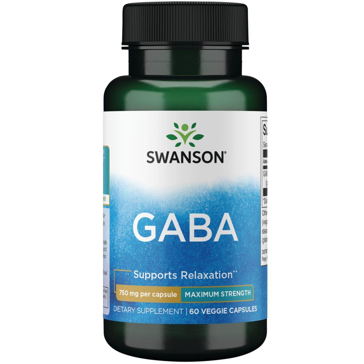 Swanson Ultra Gaba - Maximum Strength Supplement Vitamin | 750 mg | 60 Veg Caps