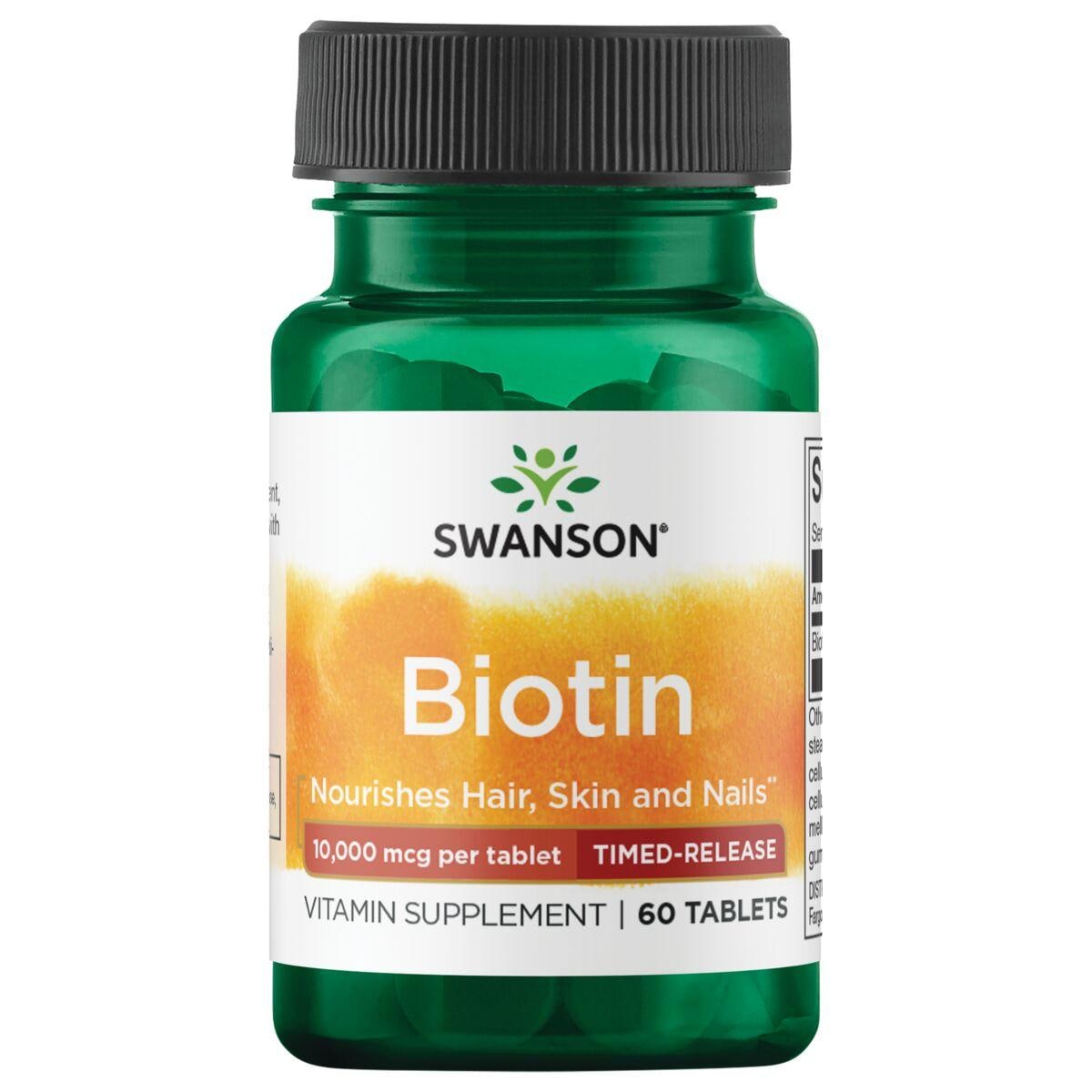 Swanson Ultra Biotin - Timed-Release Vitamin | 10000 mcg | 60 Tabs