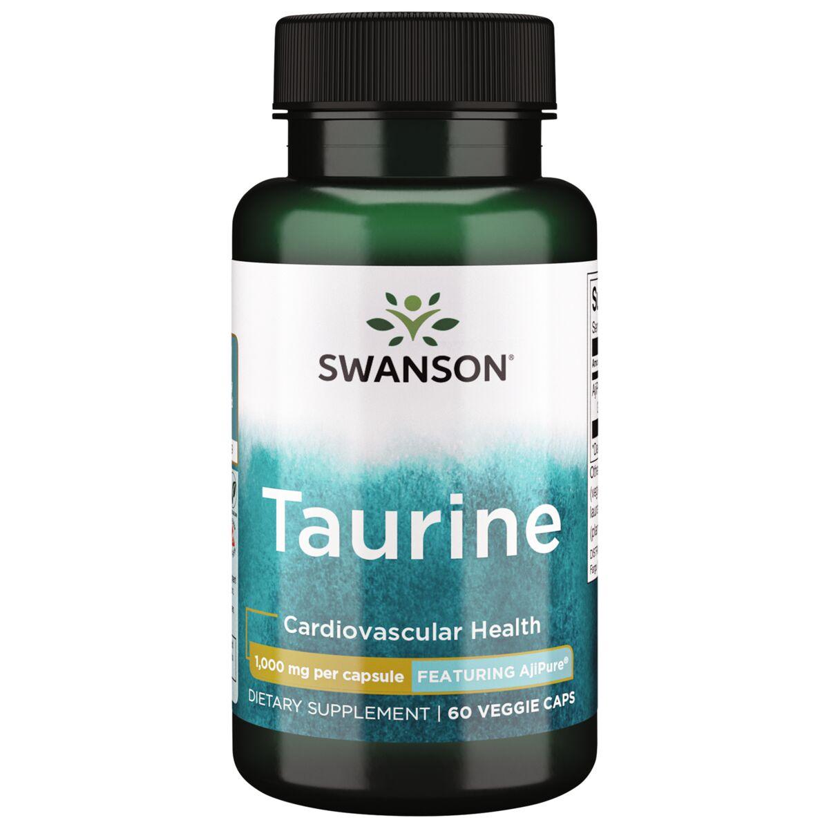 Swanson Ultra Taurine - Featuring Ajipure Supplement Vitamin | 1000 mg | 60 Veg Caps