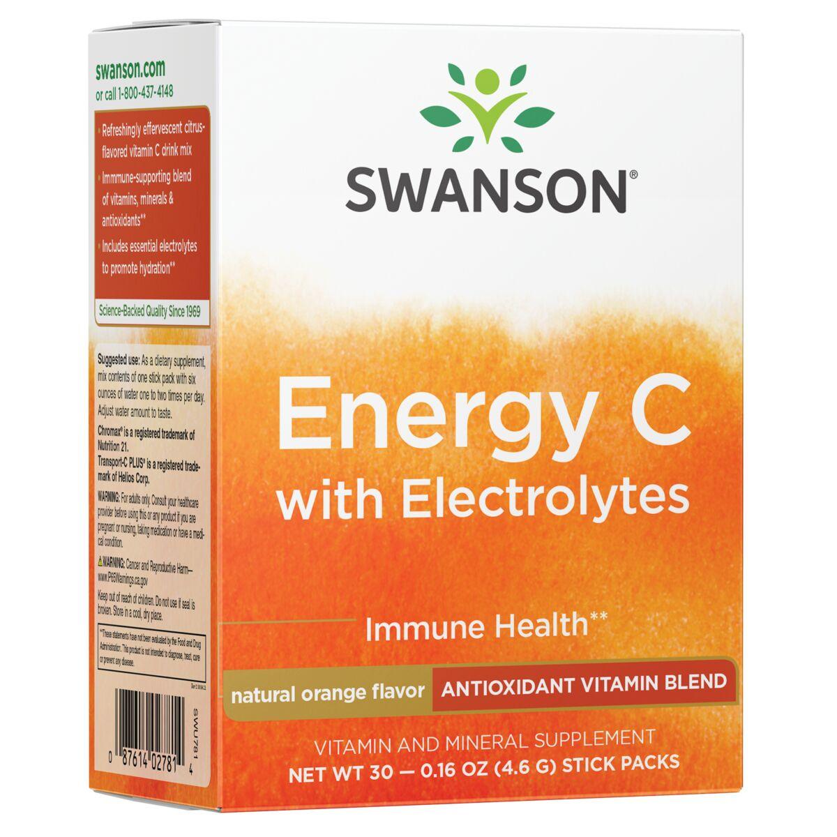 Swanson Ultra Energy C with Electrolytes - Orange Flavor Vitamin | 30 Packets | Vitamin C
