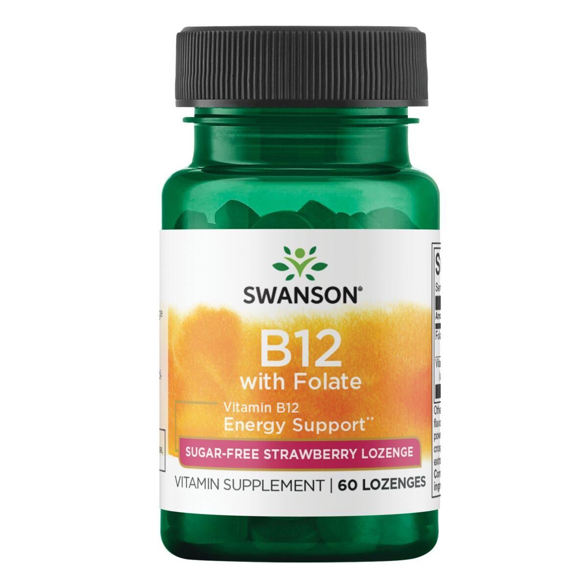 Swanson Ultra Vitamin B12 with Folate - Sugar-Free Strawberry | 60 Loz