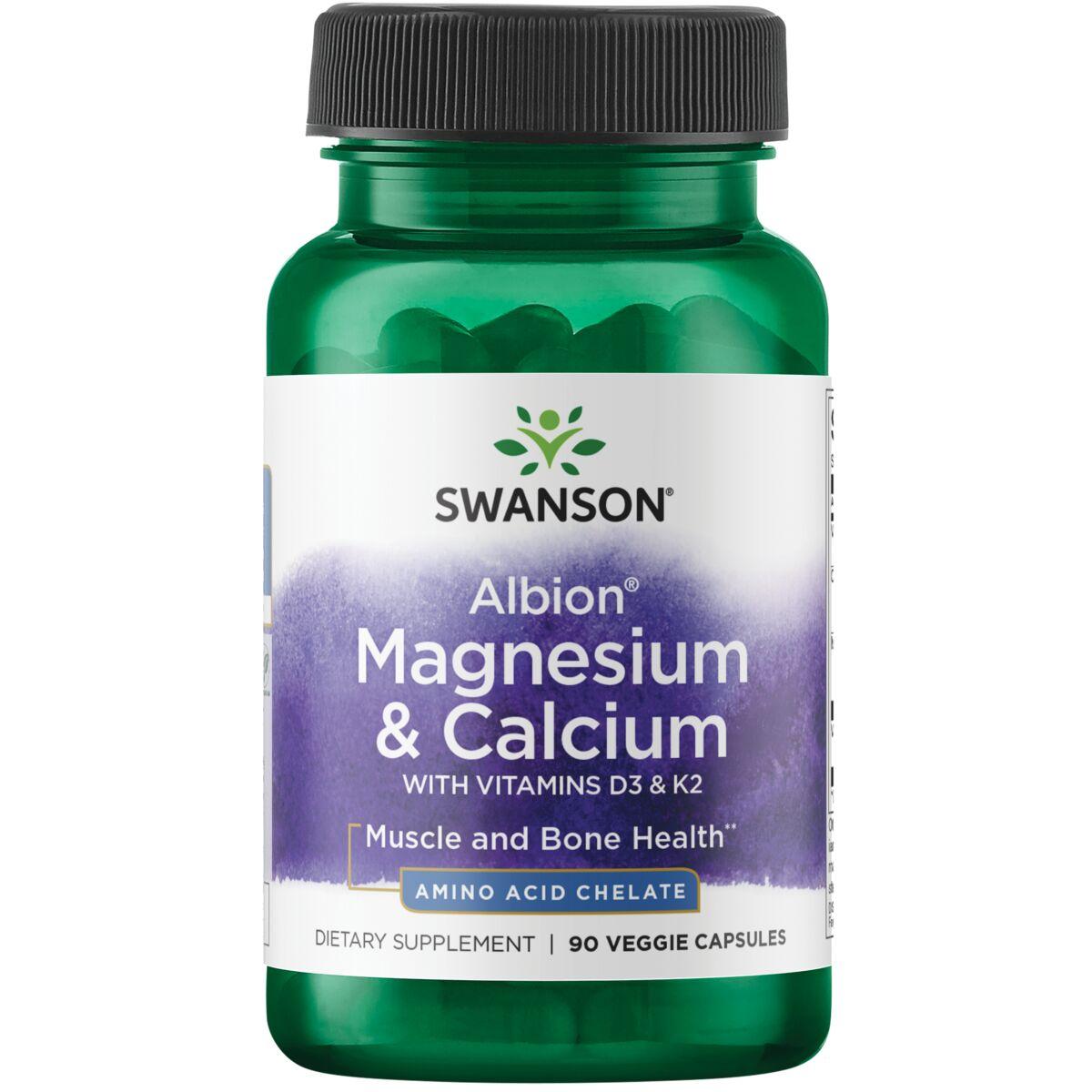 Swanson Ultra Albion Magnesium & Calcium with Vitamins D3 K2 | 90 Veg Caps