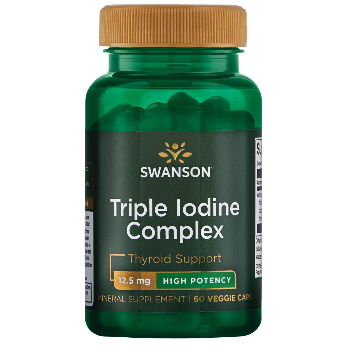 Swanson Ultra Triple Iodine Complex - High Potency Vitamin | 12.5 mg | 60 Veg Caps