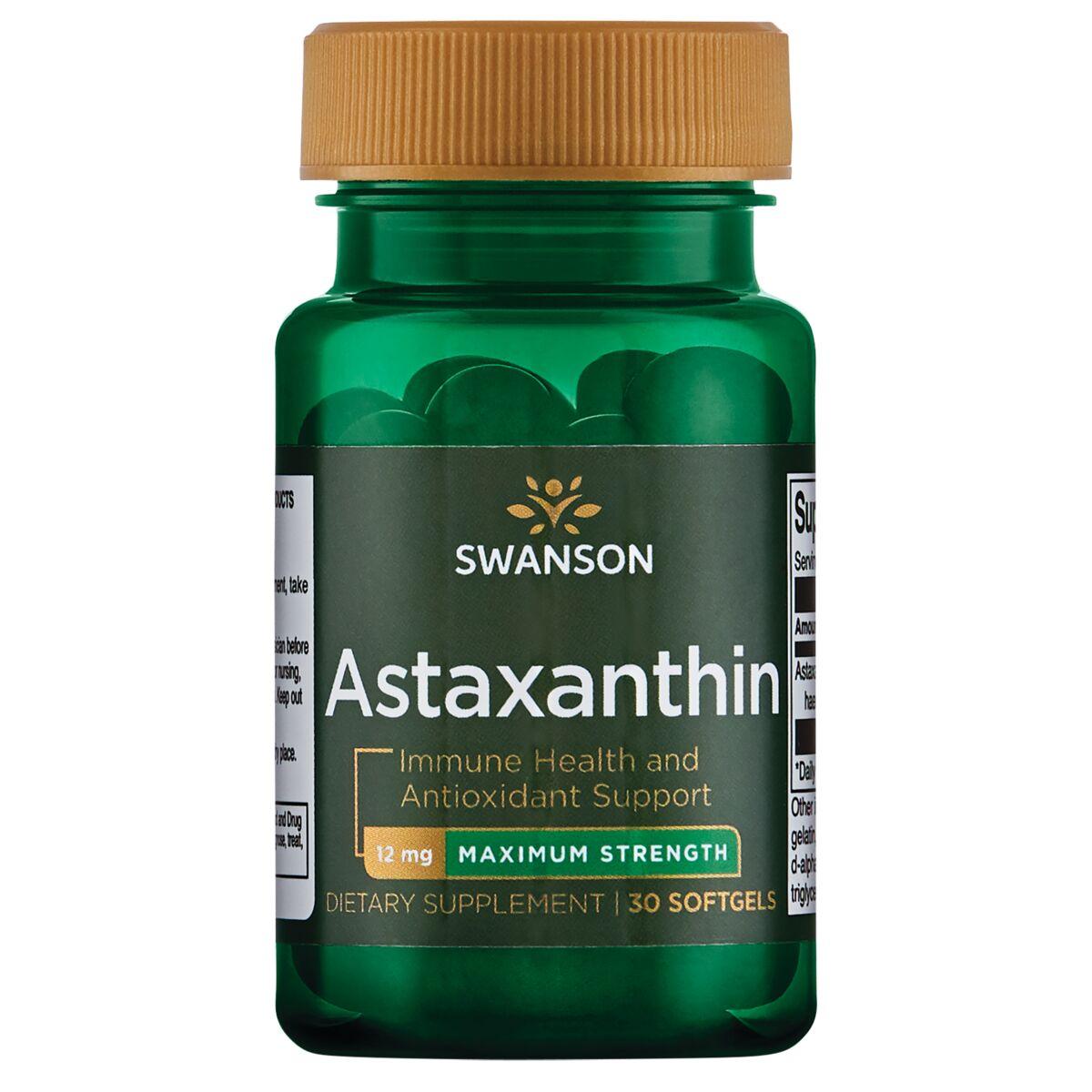 Swanson Ultra Astaxanthin - Maximum Strength Supplement Vitamin 12 mg 30 Soft Gels