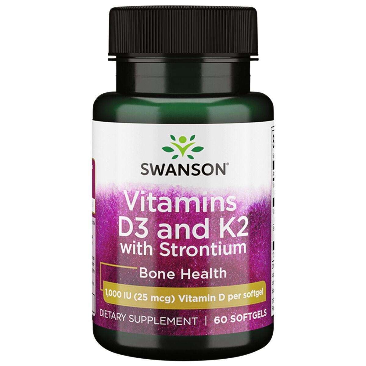 Swanson Ultra Vitamins D3 and K2 with Strontium | 60 Soft Gels
