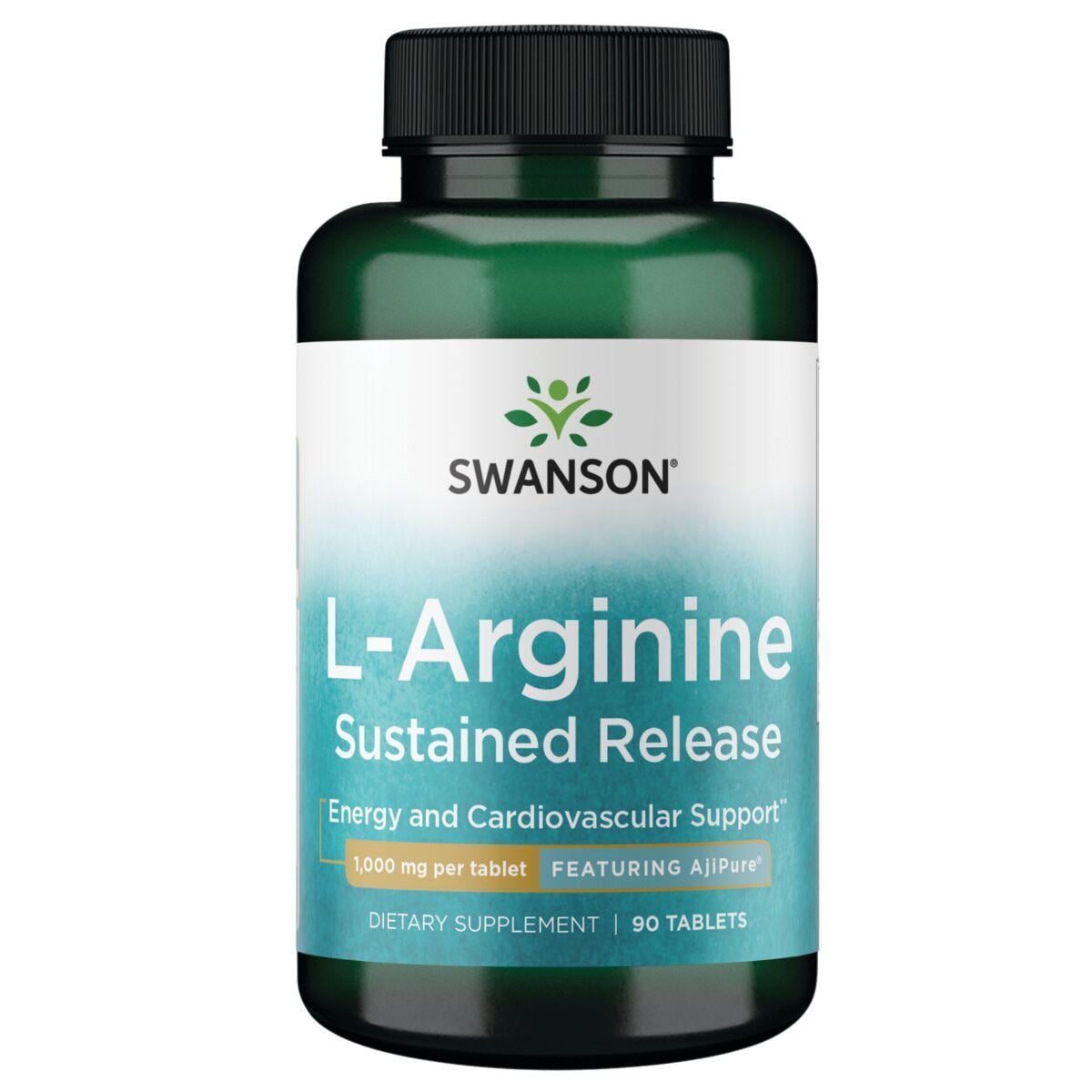 Swanson Ultra L-Arginine Sustained Release - Featuring Ajipure Supplement Vitamin | 1000 mg | 90 Tabs