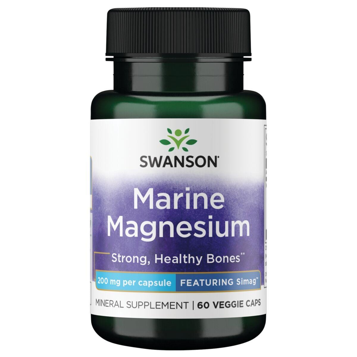 Swanson Ultra Marine Magnesium - Featuring Simag Vitamin | 200 mg | 60 Veg Caps