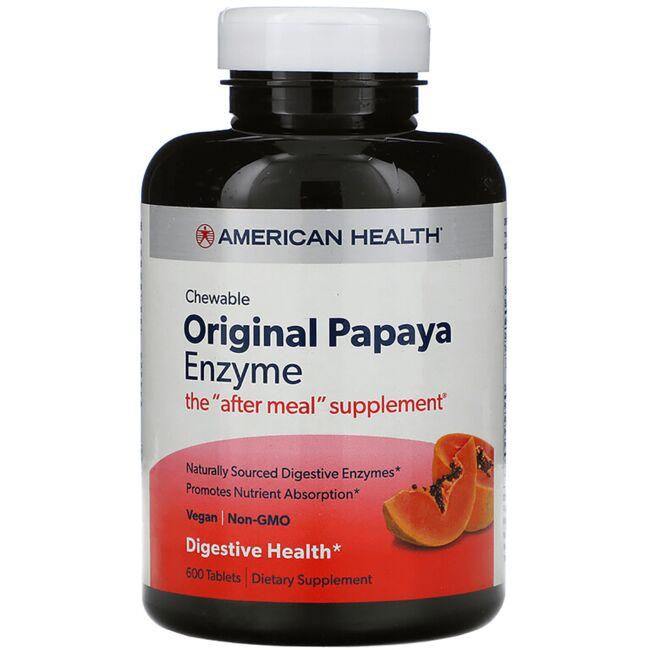 American Health Chewable Original Papaya Enzyme Supplement Vitamin 600 Chewables