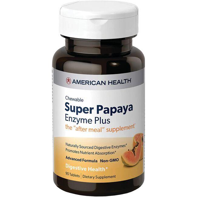 American Health Super Papaya Enzyme Plus Supplement Vitamin 90 Chewables