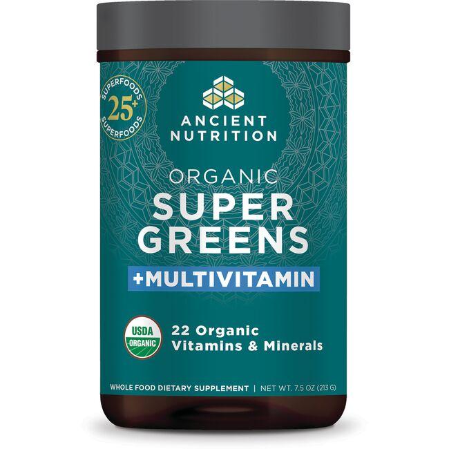 Ancient Nutrition Organic Super Greens + Multivitamin | 7.5 oz Powder