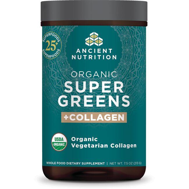 Ancient Nutrition Organic Super Greens + Collagen Supplement Vitamin | 7.5 oz Powder