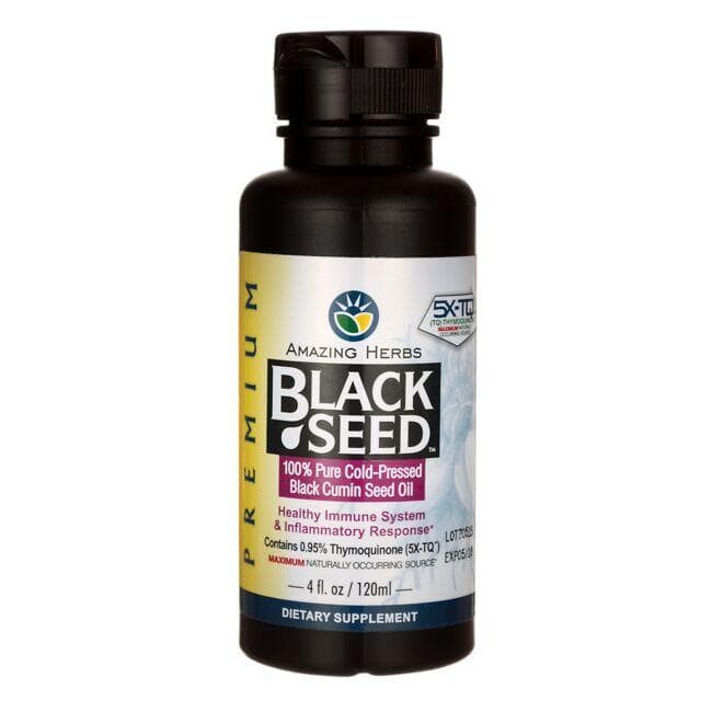 Amazing Herbs Black Seed 100% Pure Cold-Pressed Cumin Oil Supplement Vitamin | 4 fl oz Liquid