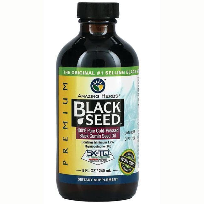 Amazing Herbs Black Seed 100% Pure Cold-Pressed Cumin Oil Supplement Vitamin | 8 fl oz Liquid