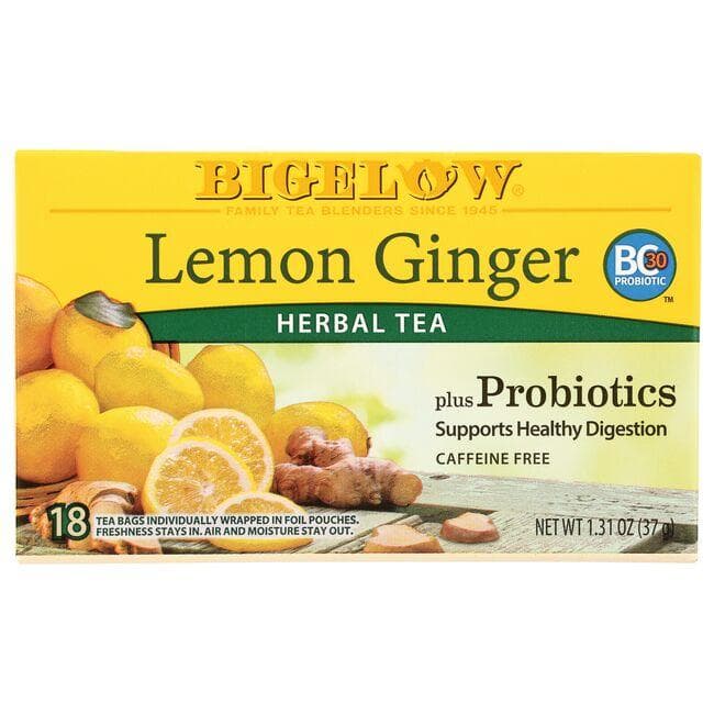 Bigelow Tea Lemon Ginger Herbal Plus Probiotics | 18 Bags