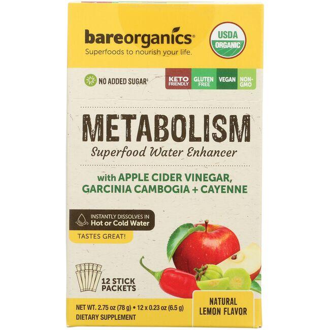 BareOrganics Metabolism Superfood Water Enhancer - Lemon | 12 Packets