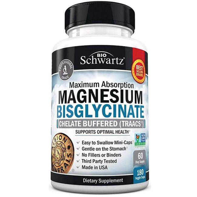 BioSchwartz Maximum Absorption Magnesium Bisglycinate Vitamin | 180 Vegan Caps