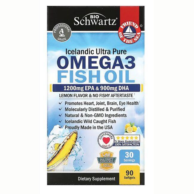 BioSchwartz Icelandic Ultra Pure Omega3 Fish Oil - Lemon Supplement Vitamin | 90 Soft Gels